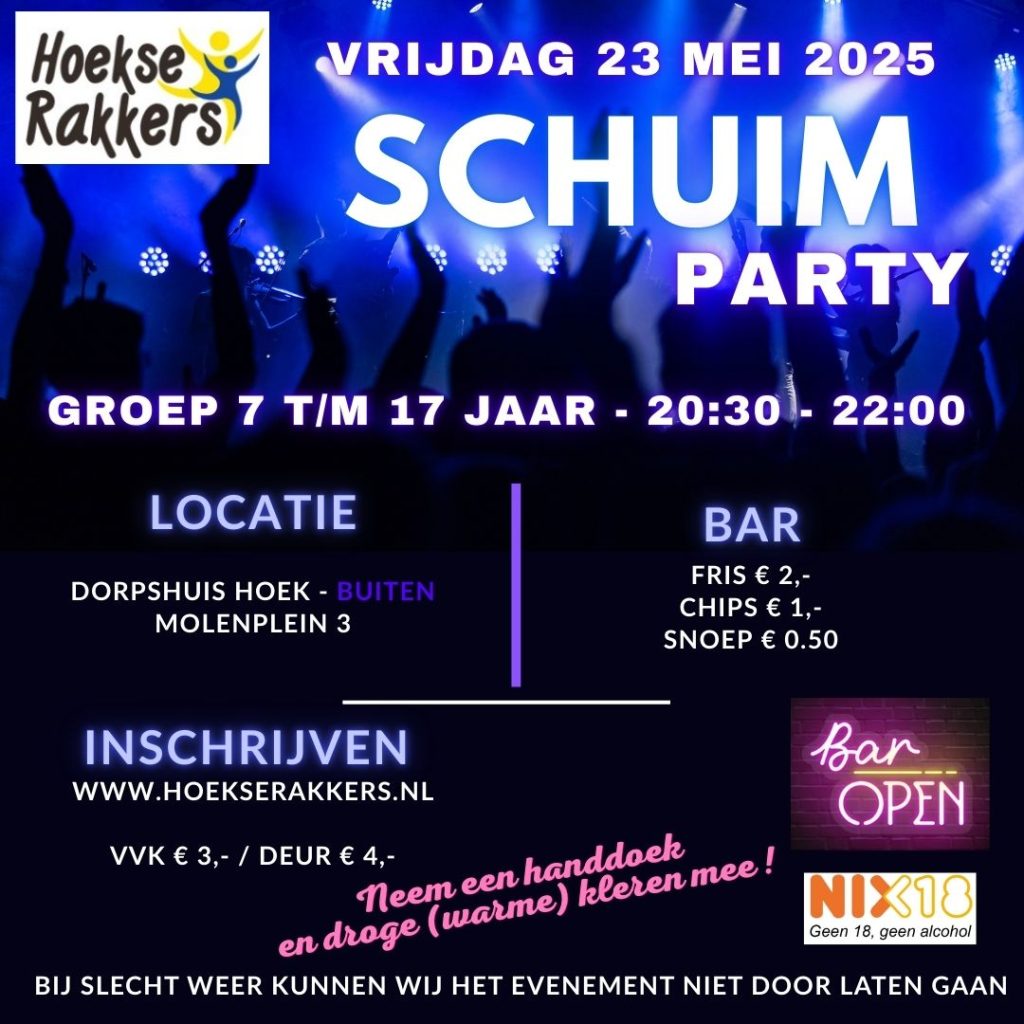 Schuimparty – Groep 7 t/m 17 jaar