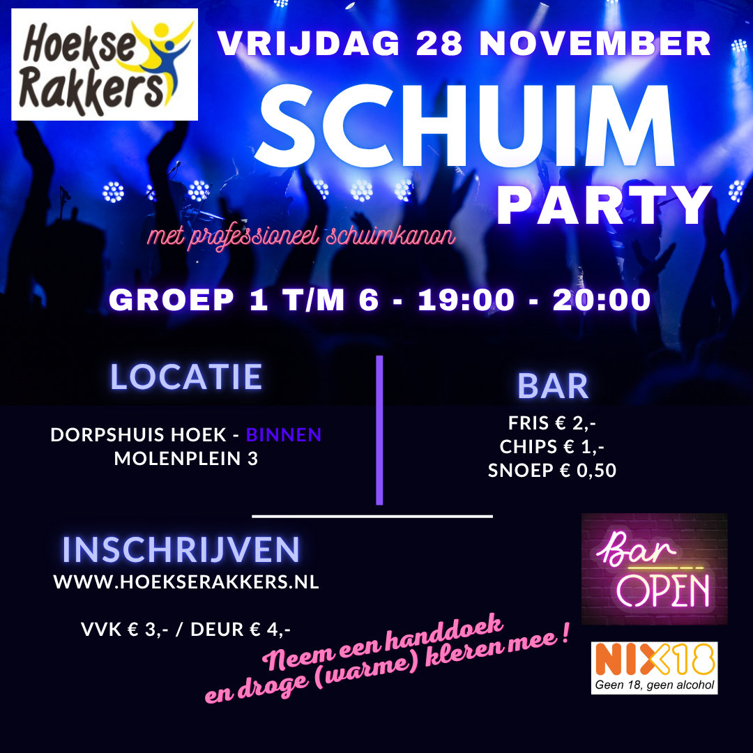 Schuimparty – groep 1 t/m 6
